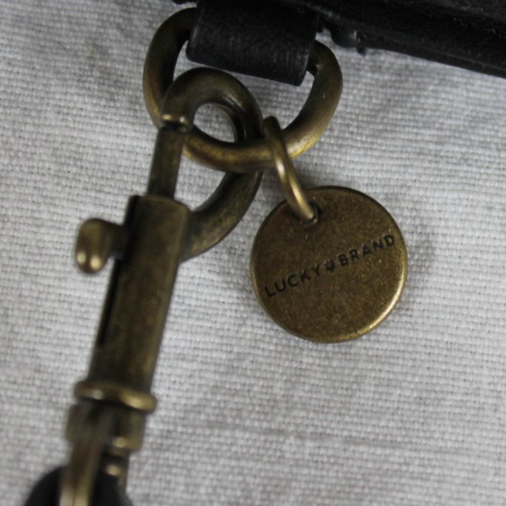 Lucky Brand Crossbody Black with Tan Leather Purse Horsehair Cheetah Print Strap - Picture 6 of 15